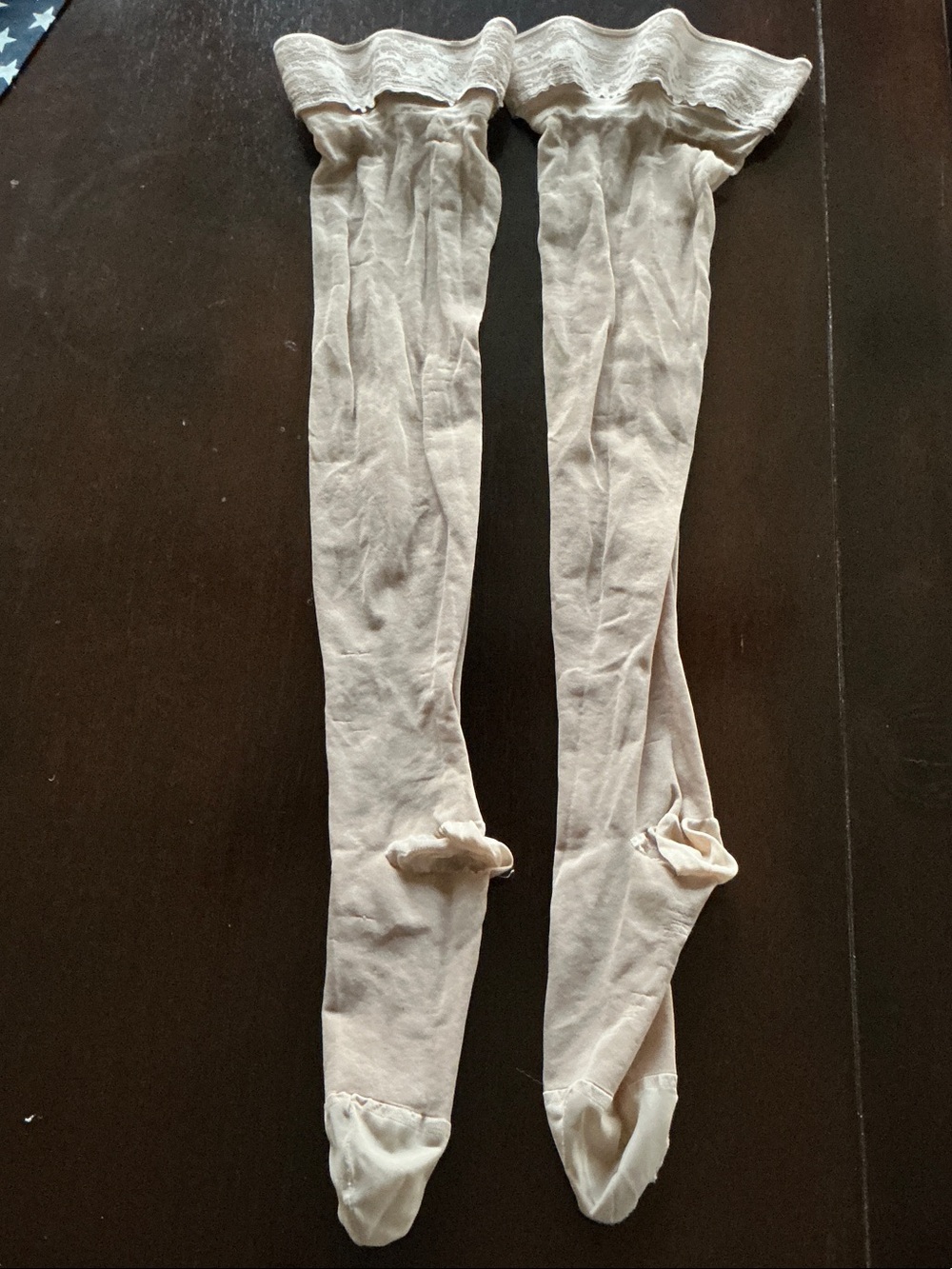Beige summer Compression stockings * thigh-high